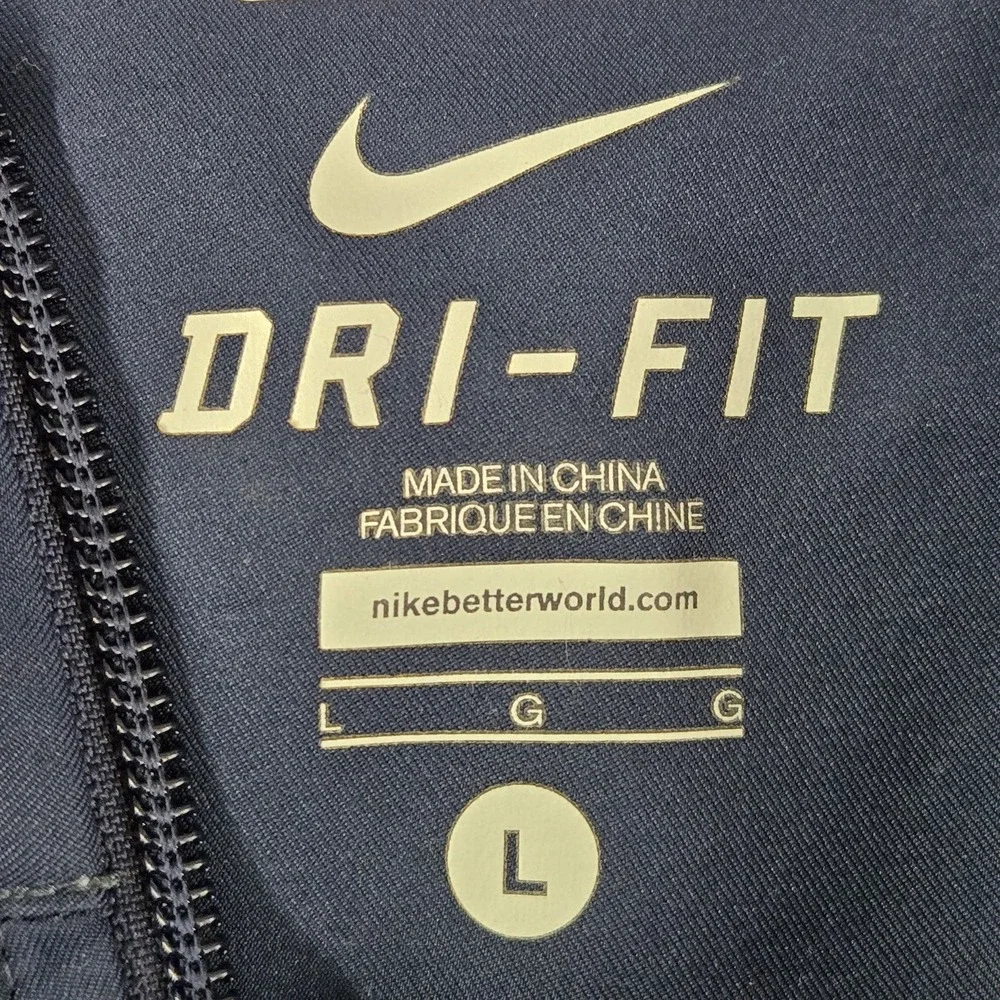 Nike Men Jacket L Blue Dri-Fit Activewear Logo Zipper‎ Long Sleeve